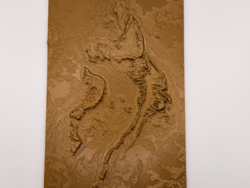 Topography of The Grampians 3D Printed Map